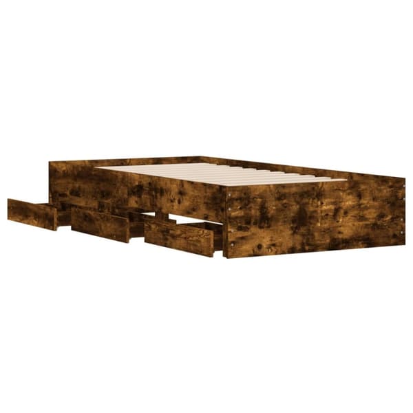 vidaXL Sängram med lådor rökfärgad ek 90x200 cm konstruerad trä -  Sängar & sängramar