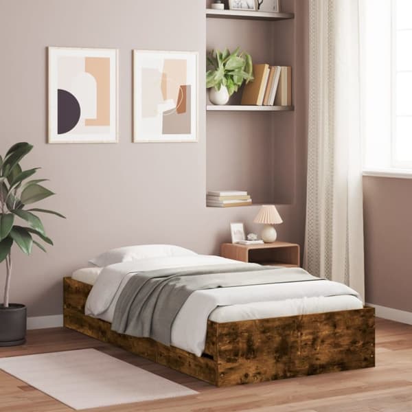 vidaXL Sängram med lådor rökfärgad ek 90x200 cm konstruerad trä -  Sängar & sängramar