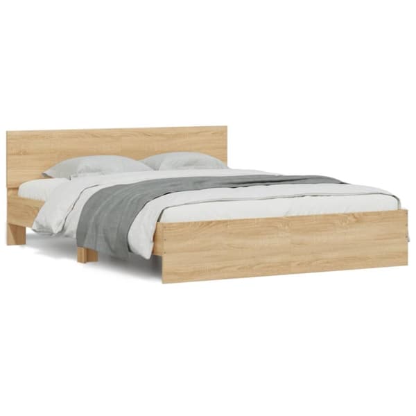 vidaXL sengeramme med sengegavl 150x200 cm sonoma-eg - Senge & sengeramme