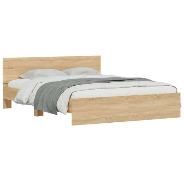 vidaXL sengeramme med sengegavl 150x200 cm sonoma-eg - Senge & sengeramme