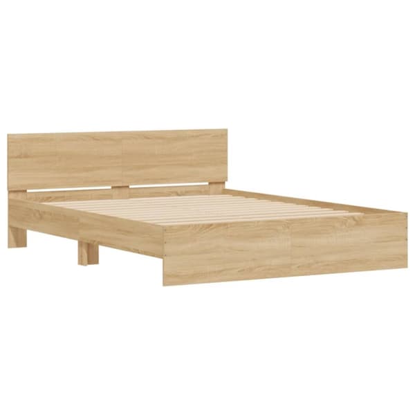 vidaXL sengeramme med sengegavl 150x200 cm sonoma-eg - Senge & sengeramme