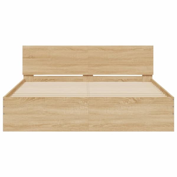 vidaXL sengeramme med sengegavl 150x200 cm sonoma-eg - Senge & sengeramme