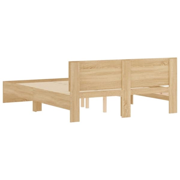 vidaXL sengeramme med sengegavl 150x200 cm sonoma-eg - Senge & sengeramme