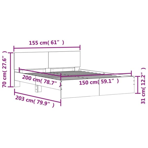 vidaXL sengeramme med sengegavl 150x200 cm sonoma-eg - Senge & sengeramme