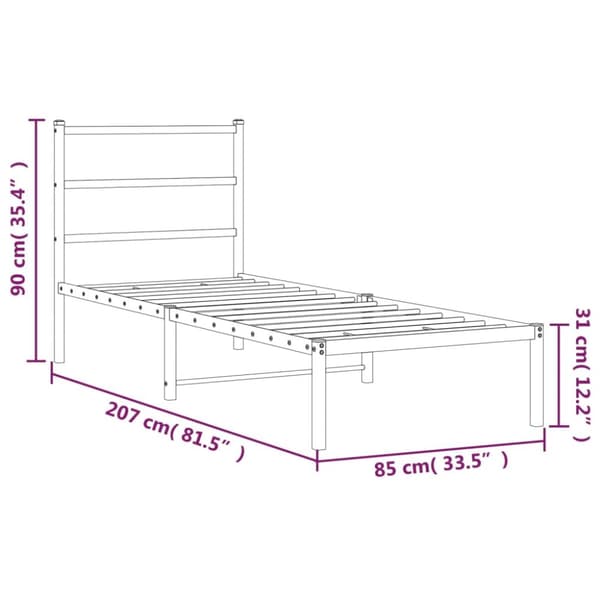 vidaXL Sängram med huvudgavel metall svart 80x200 cm - Sängar & sängramar