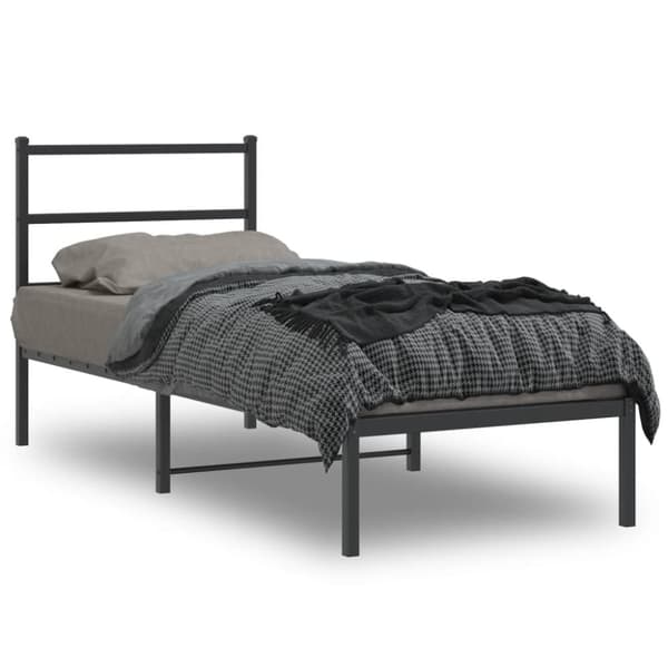vidaXL Sängram med huvudgavel metall svart 80x200 cm - Sängar & sängramar