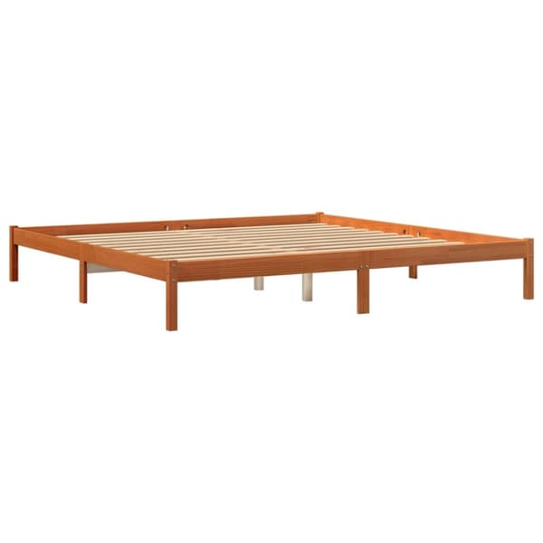 vidaXL Sängram vaxad brun 180x200 cm massiv furu - Sängar & sängramar