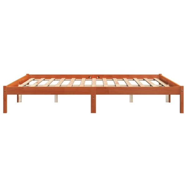 vidaXL Sängram vaxad brun 180x200 cm massiv furu - Sängar & sängramar