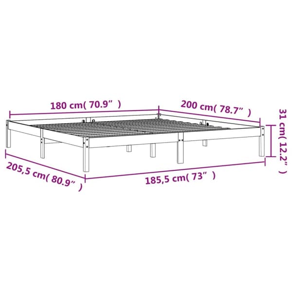 vidaXL Sängram vaxad brun 180x200 cm massiv furu - Sängar & sängramar