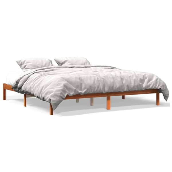 vidaXL Sängram vaxad brun 180x200 cm massiv furu - Sängar & sängramar