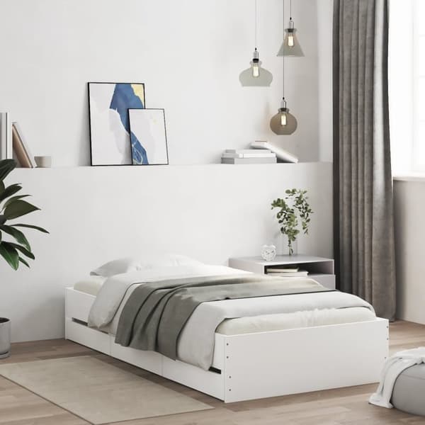 vidaXL sengeramme med skuffer 100x200 cm konstrueret træ hvid - Senge & sengeramme