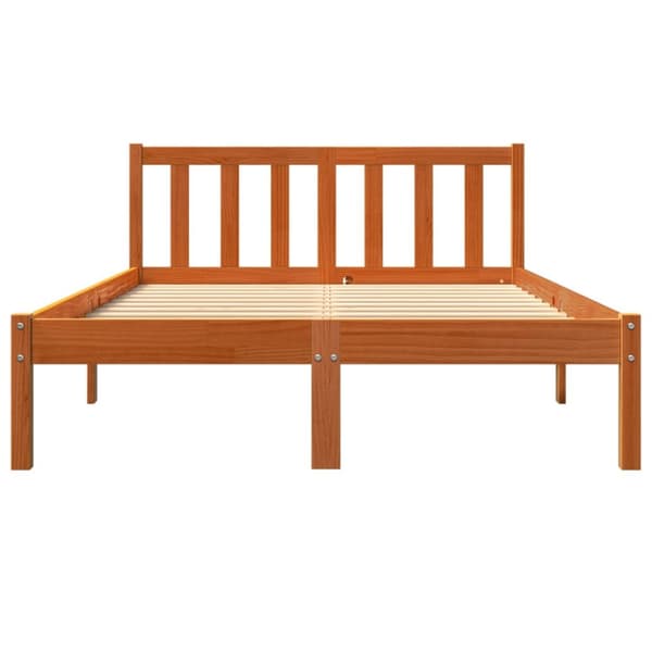 vidaXL Sängram vaxad brun 140x190 cm massiv furu - Sängar & sängramar