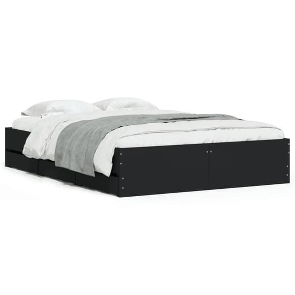 vidaXL sengeramme med skuffer 120x190 cm konstrueret træ sort - Senge & sengeramme