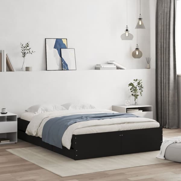 vidaXL sengeramme med skuffer 120x190 cm konstrueret træ sort - Senge & sengeramme