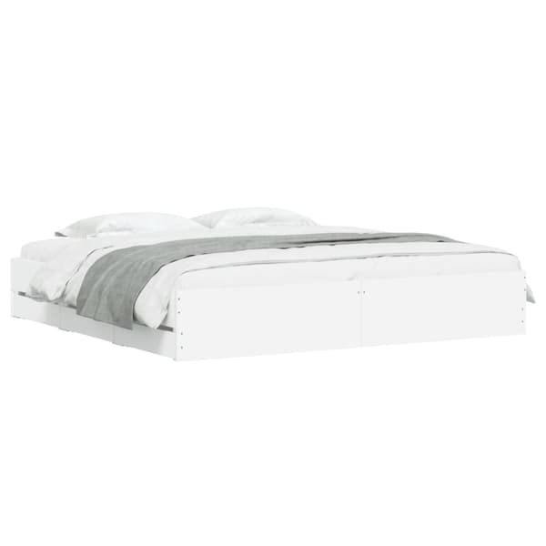 vidaXL sengeramme med skuffer 200x200 cm konstrueret træ hvid - Senge & sengeramme