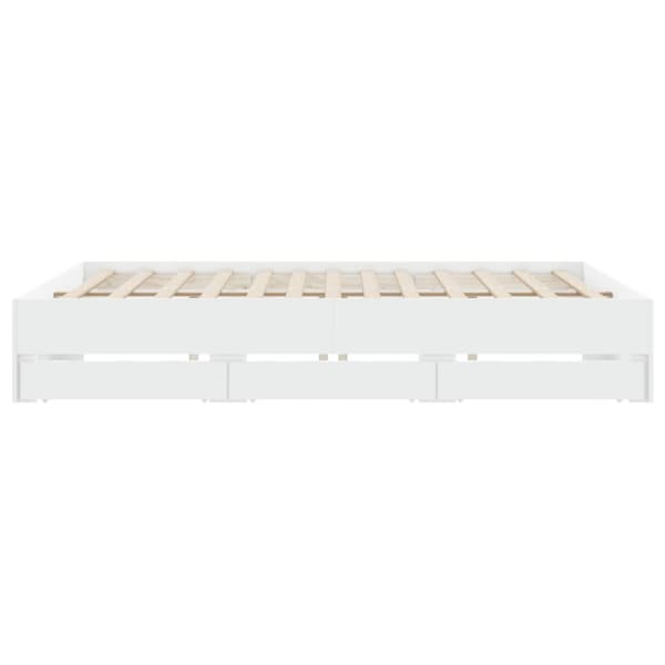 vidaXL sengeramme med skuffer 200x200 cm konstrueret træ hvid -  Senge & sengeramme