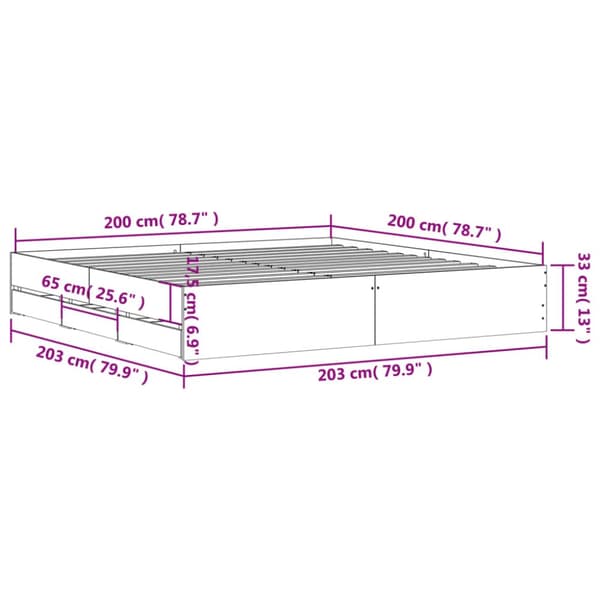 vidaXL sengeramme med skuffer 200x200 cm konstrueret træ hvid - Senge & sengeramme