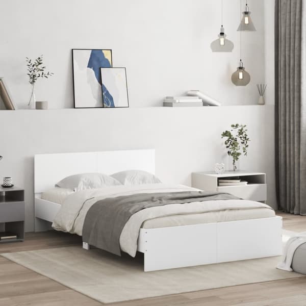 vidaXL sengeramme med sengegavl 120x200 cm hvid - Senge & sengeramme
