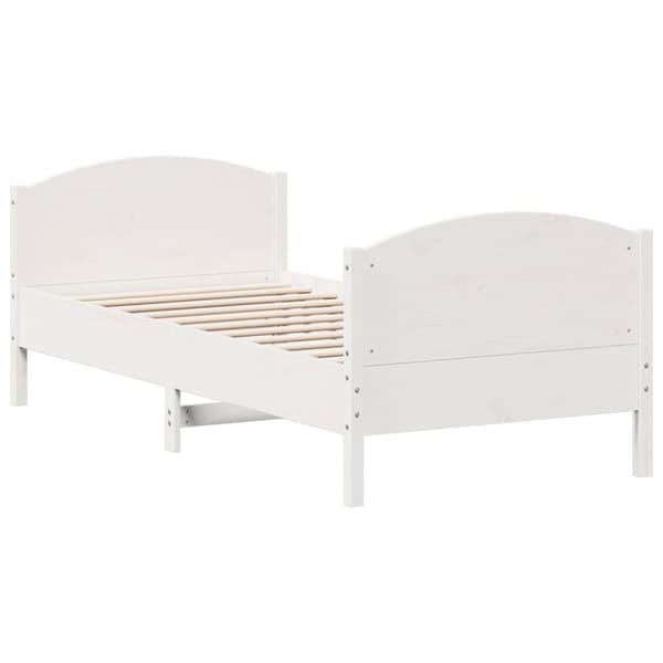 vidaXL sengeramme med sengegavl 100x200 cm massivt fyrretræ hvid -  Senge & sengeramme