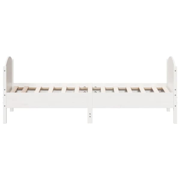 vidaXL sengeramme med sengegavl 100x200 cm massivt fyrretræ hvid -  Senge & sengeramme