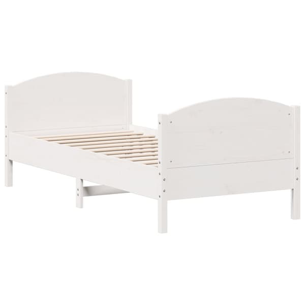 vidaXL sengeramme med sengegavl 100x200 cm massivt fyrretræ hvid -  Senge & sengeramme