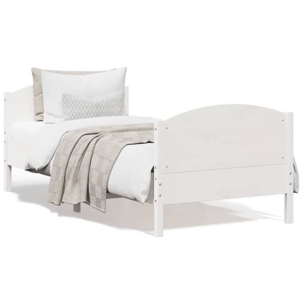 vidaXL sengeramme med sengegavl 100x200 cm massivt fyrretræ hvid -  Senge & sengeramme