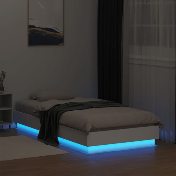 vidaXL Sängynrunko LED-valoilla valkoinen 75x190 cm - Sängyt & sängynrungot