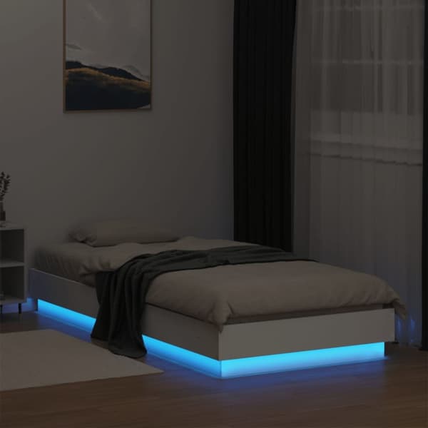 vidaXL Sängynrunko LED-valoilla valkoinen 100x200 cm -  Sängyt & sängynrungot