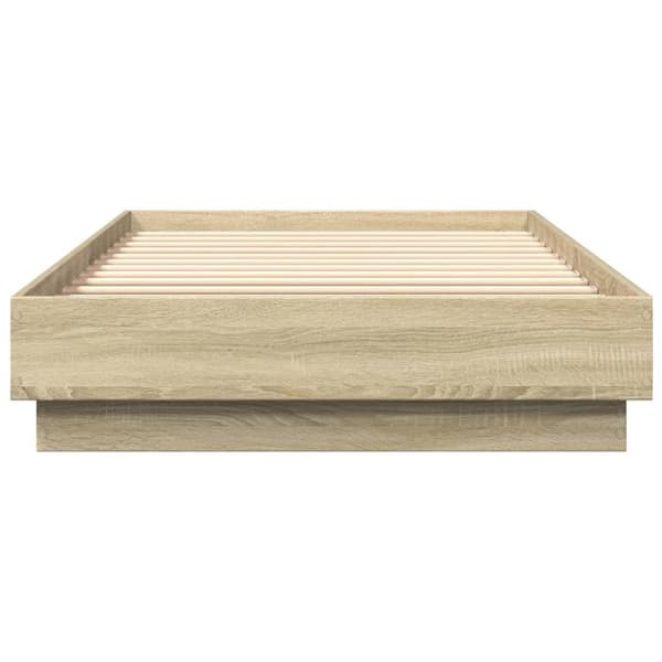 vidaXL Sängynrunko LED-valoilla Sonoma-tammi 100x200 cm - Sängyt & sängynrungot