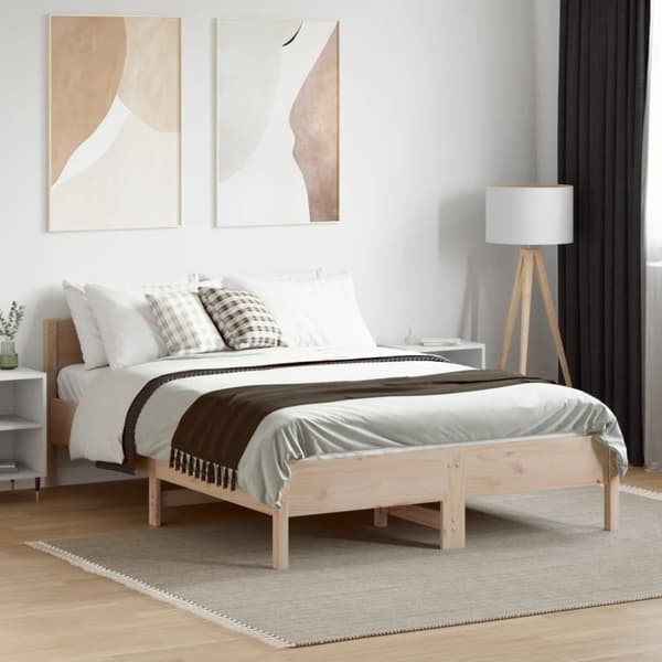 vidaXL sengeramme med sengegavl 120x190 cm massivt fyrretræ - Senge & sengeramme