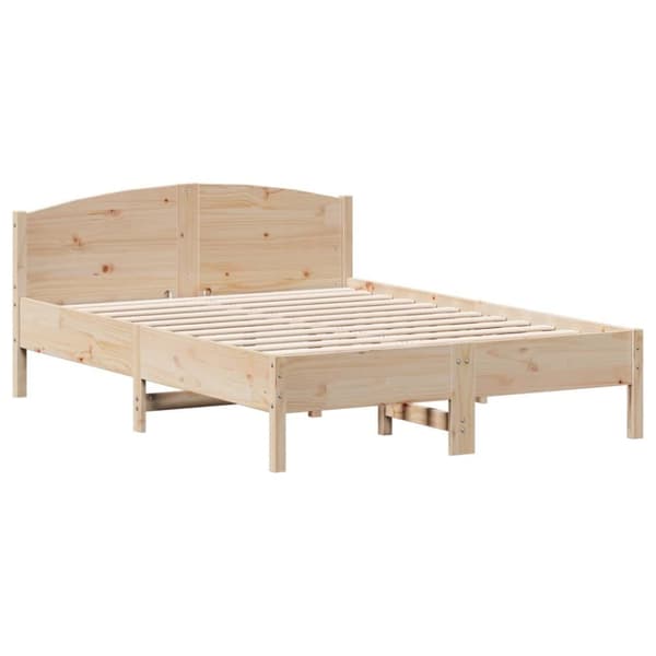 vidaXL sengeramme med sengegavl 135x190 cm massivt fyrretræ hvid -  Senge & sengeramme