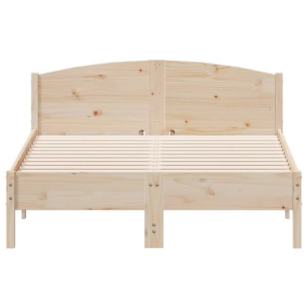vidaXL sengeramme med sengegavl 135x190 cm massivt fyrretræ hvid -  Senge & sengeramme