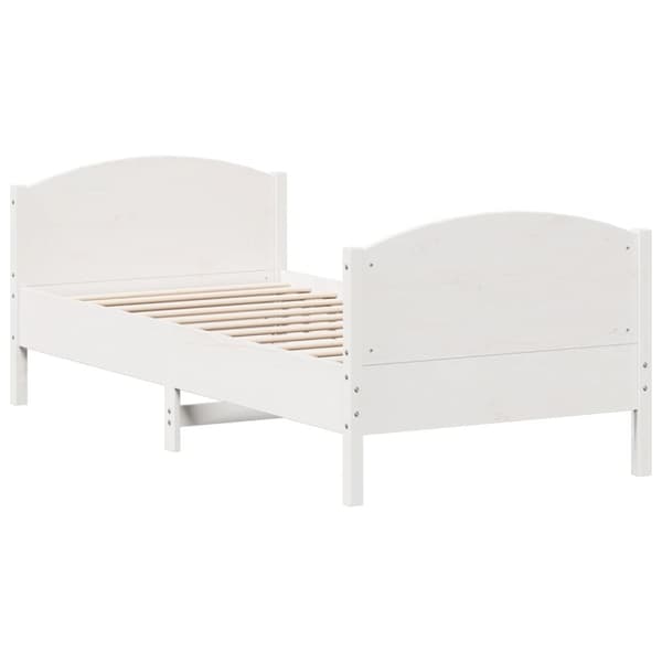 vidaXL sengeramme med sengegavl 75x190 cm massivt fyrretræ hvid -  Senge & sengeramme