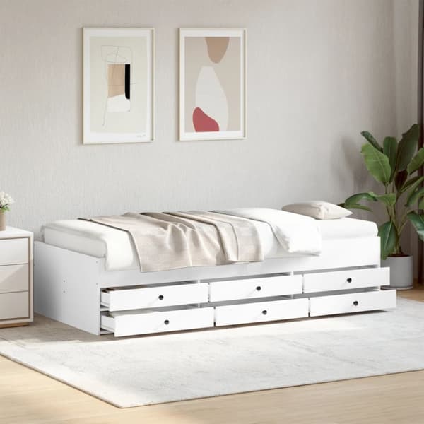 vidaXL daybed med skuffer 100x200 cm konstrueret træ hvid - Senge & sengeramme