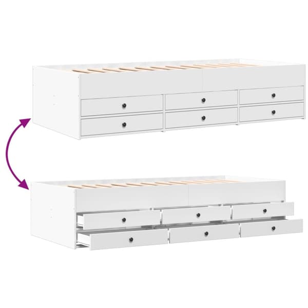 vidaXL daybed med skuffer 100x200 cm konstrueret træ hvid - Senge & sengeramme