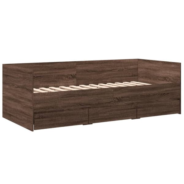 vidaXL daybed med skuffer 90x190 cm konstrueret træ brunt eg - Senge & sengeramme