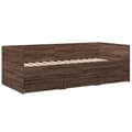 Miniatyrbillede 3 af 11: vidaXL daybed med skuffer 90x190 cm konstrueret træ brunt eg -  Senge & sengeramme