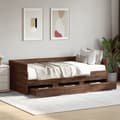 Miniatyrbillede 4 af 11: vidaXL daybed med skuffer 90x190 cm konstrueret træ brunt eg -  Senge & sengeramme