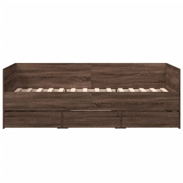 vidaXL daybed med skuffer 90x190 cm konstrueret træ brunt eg - Senge & sengeramme