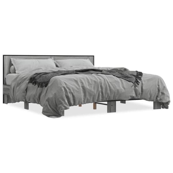 vidaXL sengestel 180x200 cm konstrueret træ og metal grå sonoma-eg -  Senge & sengeramme
