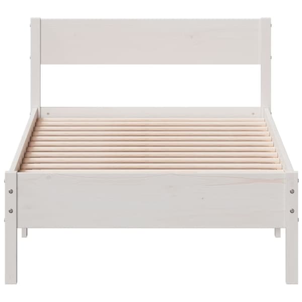 vidaXL Sängram med huvudgavel vit 75x190 cm massivt furu - Sängar & sängramar