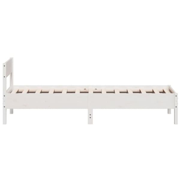 vidaXL Sängram med huvudgavel vit 75x190 cm massivt furu - Sängar & sängramar