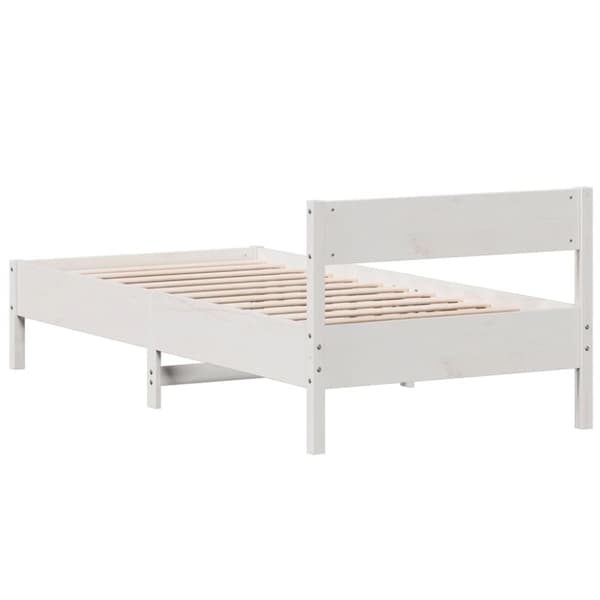 vidaXL Sängram med huvudgavel vit 75x190 cm massivt furu - Sängar & sängramar