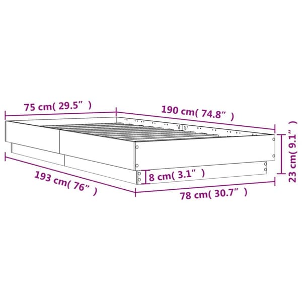 vidaXL Sängynrunko valkoinen 75x190 cm tekninen puu - Sängyt & sängynrungot