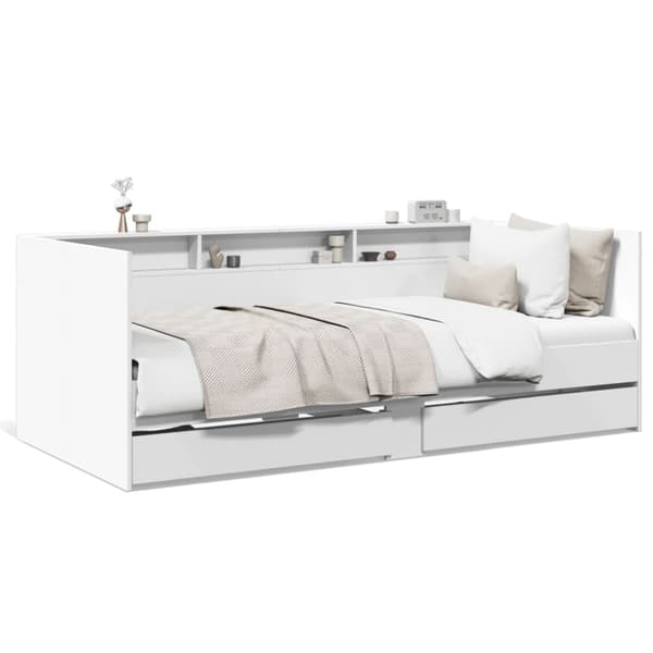vidaXL Sängram med lådor vit 90x200 cm konstruerat trä -  Sängar & sängramar
