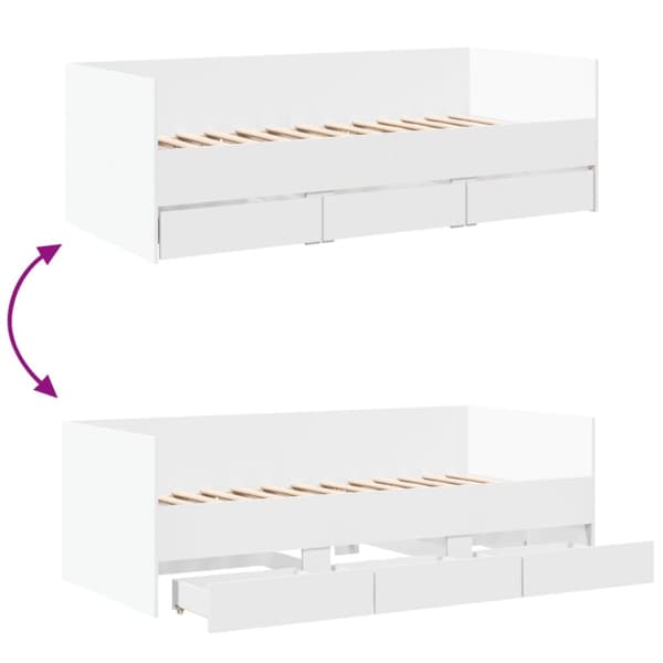 vidaXL Sängram med lådor vit 90x190 cm konstruerat trä - Sängar & sängramar