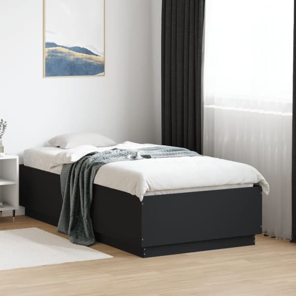 vidaXL sengeramme med LED-lys 90x190 cm konstrueret træ sort -  Senge & sengeramme