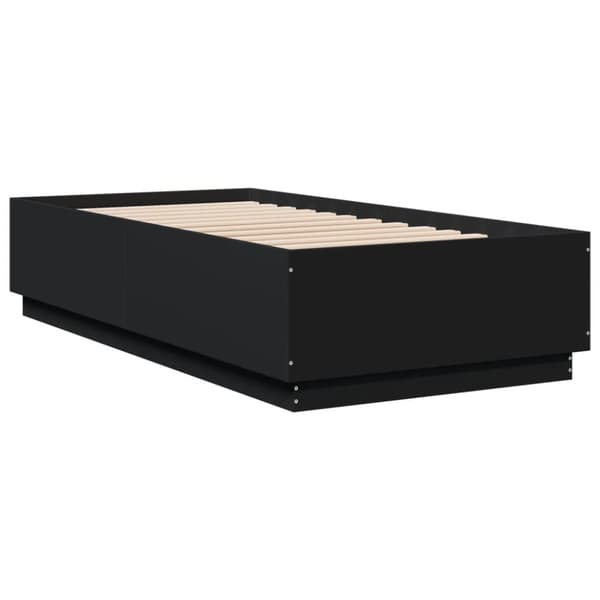 vidaXL sengeramme med LED-lys 90x190 cm konstrueret træ sort -  Senge & sengeramme