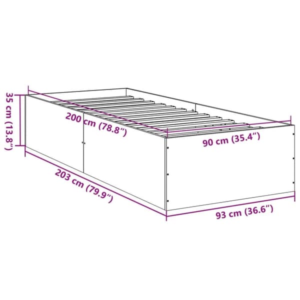 vidaXL sengeramme 90x200 cm konstrueret træ hvid - Senge & sengeramme