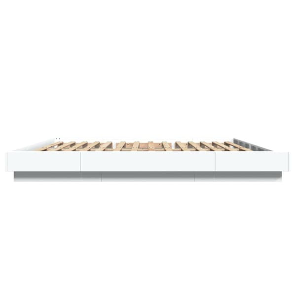 vidaXL Sängynrunko LED-valoilla valkoinen 180x200 cm tekninen puu - Sängyt & sängynrungot